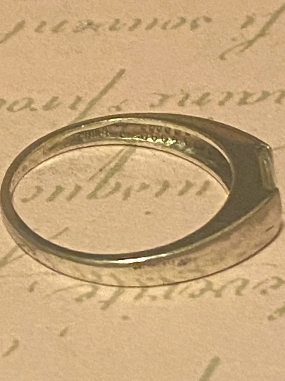 Vintage Modernist Flush Bezel Rectangular CZ Minimalist Band Ring Sz 6.75-7